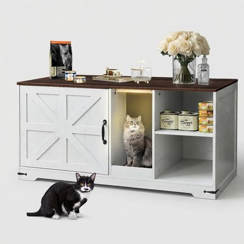 43-Inch Farmhouse Cat Litter Box Enclosure