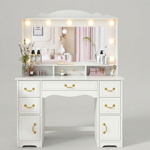 Vanity Desk with Lighted Mirror