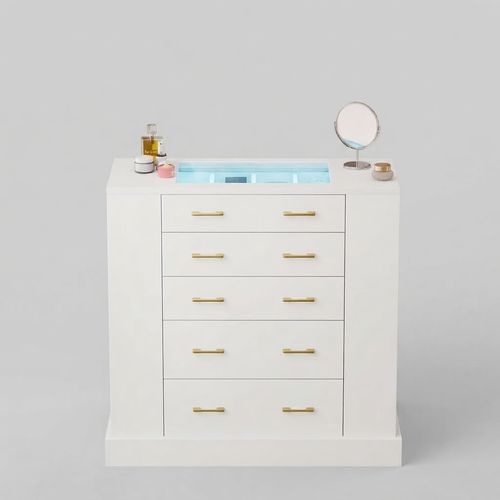 Closet Island with Glass Top and LED Lights