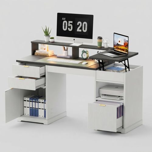 Fluted Executive Desk with Lift Top