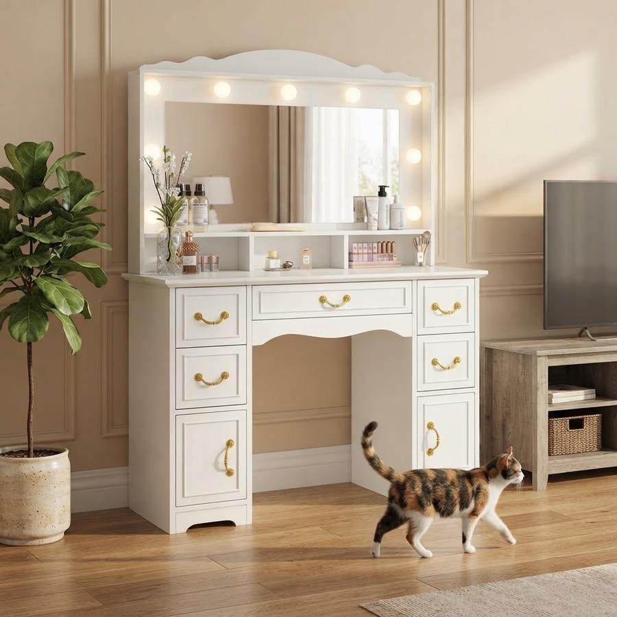 Vanity Desk with Lighted Mirror