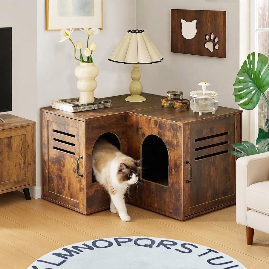 31.5-Inch Corner Cat Litter Box Enclosure