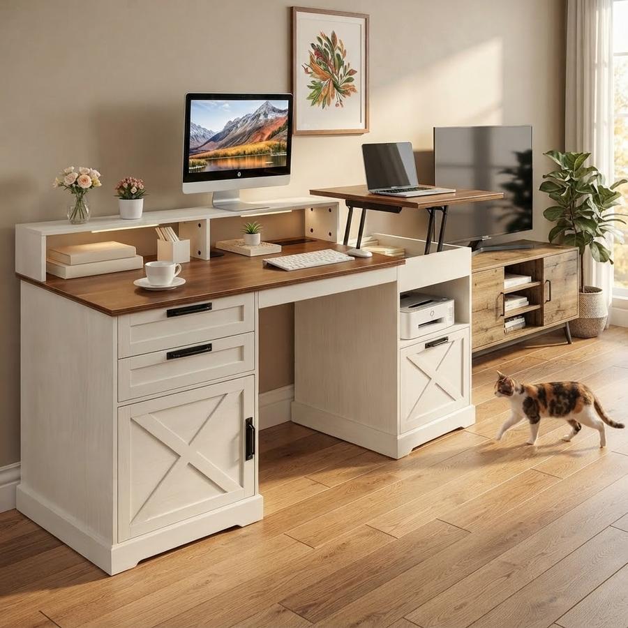 63-Inch Executive Desk with Lift Top