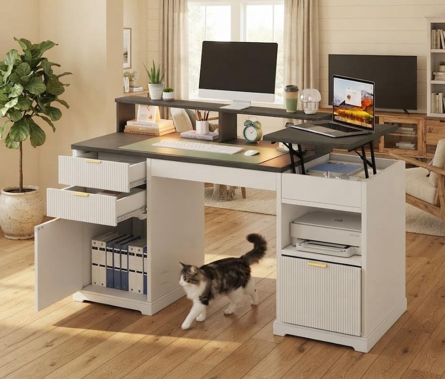 Fluted Executive Desk with Lift Top